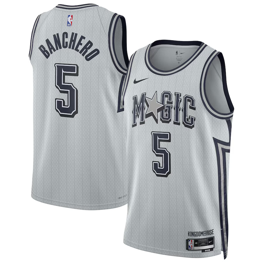 Men Orlando Magic #5 Paolo Banchero Nike Silver City Edition 2024-25 Swingman Player NBA Jersey->orlando magic->NBA Jersey